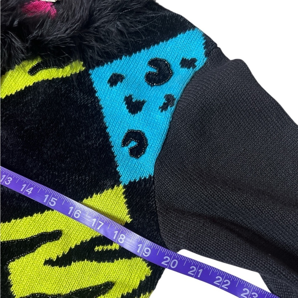 Vintage Jack B Quick Funky Y2K Statement Cardigan Sweater Harlequin Feather M - Picture 7 of 11